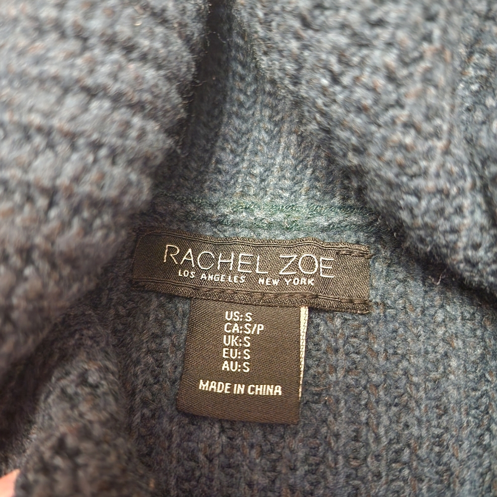 Rachel Zoe Oversized Dark Teal Ribbed Sleeveless Turtleneck Sweater S NWT - Picture 6 of 9